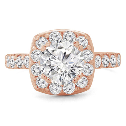 Round Lab Created Diamond Cathedral Cushion Halo Engagement Ring in Rose Gold (MVSLG1151-R)