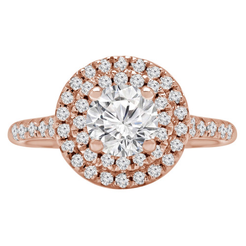 Round Lab Created Diamond Cathedral Double Round Halo Engagement Ring in Rose Gold (MVSLG1160-R)