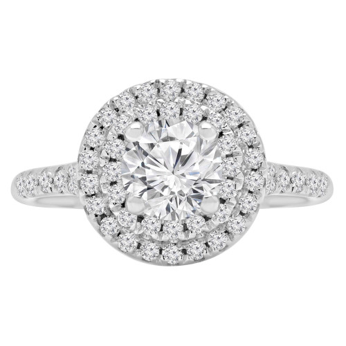 Round Lab Created Diamond Cathedral Double Round Halo Engagement Ring in White Gold (MVSLG1160-W)