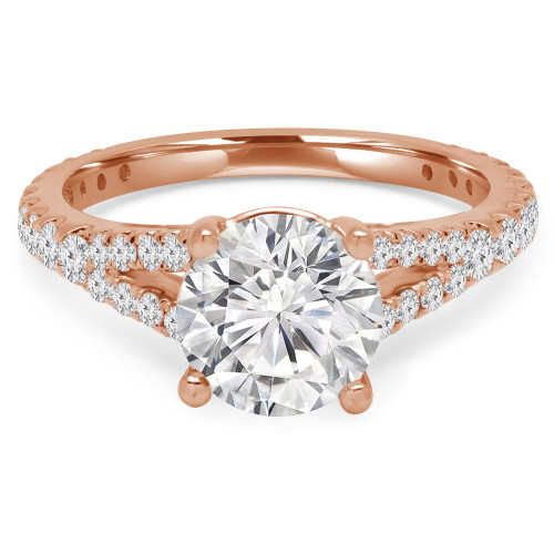 Round Lab Created Diamond Split-Shank Cathedral Solitaire with Accents Engagement Ring in Rose Gold (MVSLG1180-R)