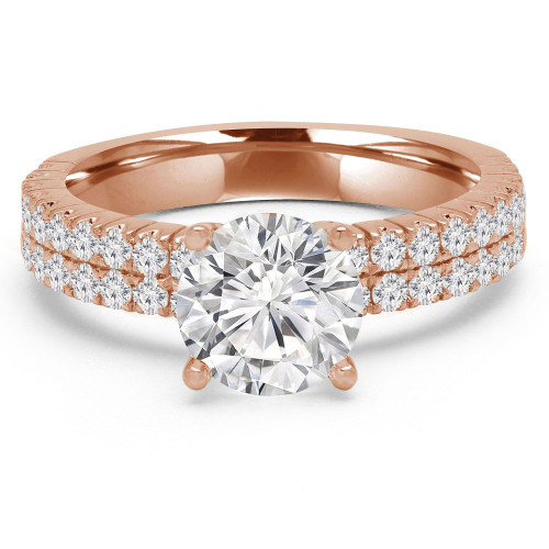 Round Lab Created Diamond Two-Row Solitaire with Accents Engagement Ring in Rose Gold (MVSLG1181-R)