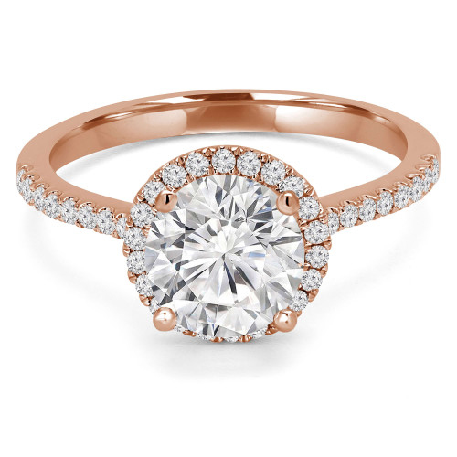 Round Lab Created Diamond Cathedral Round Halo Engagement Ring in Rose Gold (MVSLG1182-R)