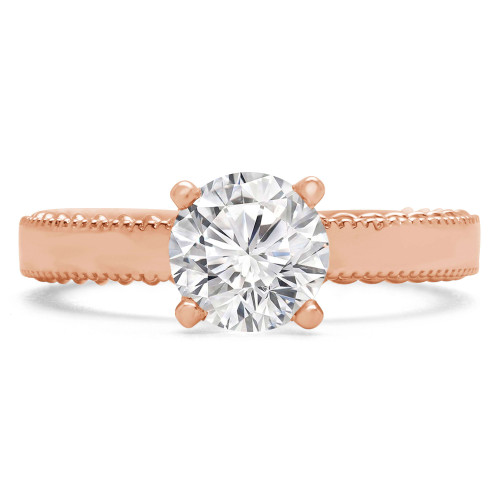 Round Lab Created Diamond Vintage Solitaire Engagement Ring in Rose Gold (MVSLG1188-R)