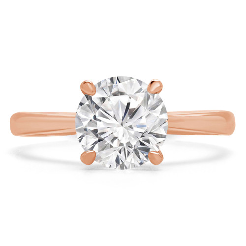 Round Lab Created Diamond Tapered Cathedral Solitaire Engagement Ring in Rose Gold (MVSLG1189-R)