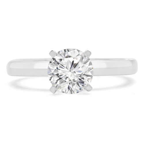 Round Lab Created Diamond Solitaire with Accents Engagement Ring in White Gold (MVSLG1195-W)