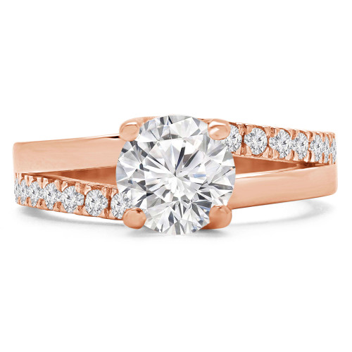 Round Lab Created Diamond Split-Shank Trellis Solitaire with Accents Engagement Ring in Rose Gold (MVSLG1217-R)