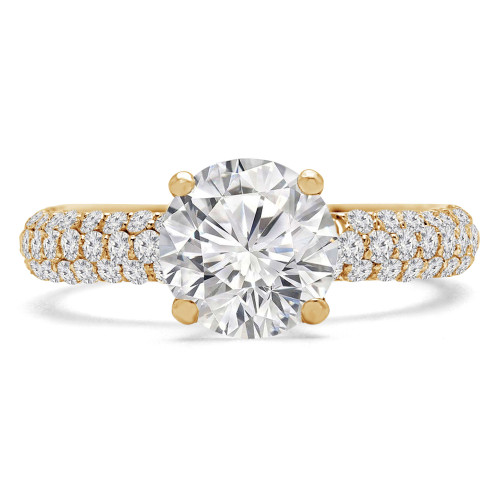 Round Lab Created Diamond Three-Row Solitaire with Accents Engagement Ring in Yellow Gold (MVSLG1222-Y)