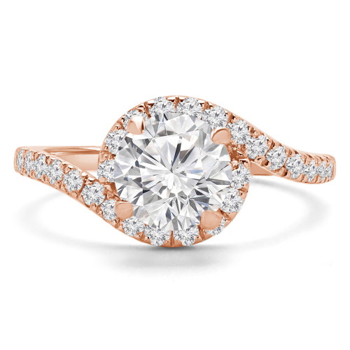 Round Lab Created Diamond Bypass Halo Engagement Ring in Rose Gold (MVSLG1224-R)