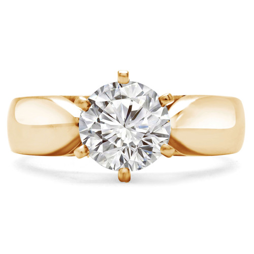 Round Lab Created Diamond Pinched Cathedral 6-Prong Solitaire Engagement Ring in Yellow Gold (MVSLG1230-Y)