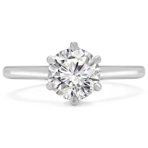 Round Lab Created Diamond Cathedral 6-Prong Solitaire Engagement Ring in White Gold (MVSLG1232-W)