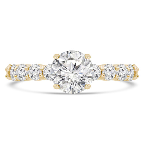 Round Lab Created Diamond Shared Prong Solitaire with Accents Engagement Ring in Yellow Gold (MVSLG1251-Y)