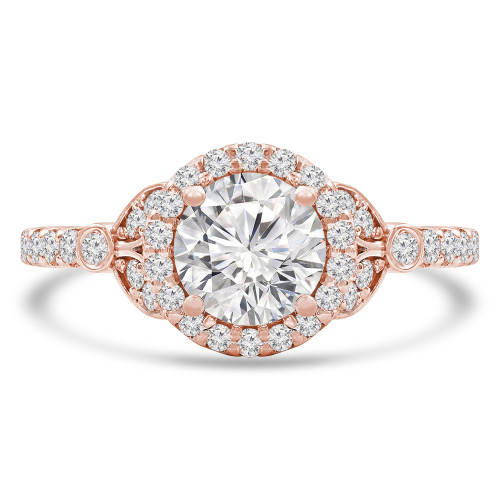 Round Lab Created Diamond Cathedral Halo Engagement Ring in Rose Gold with Accents (MVSLG1255-R)