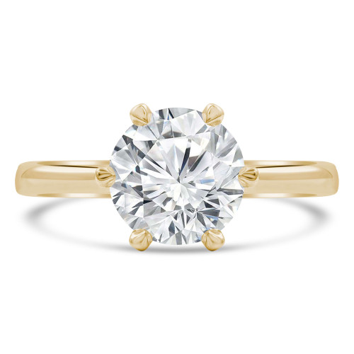 Round Lab Created Diamond 6-Prong Tapered Cathedral Solitaire Engagement Ring in Yellow Gold (MVSLG1267-Y)