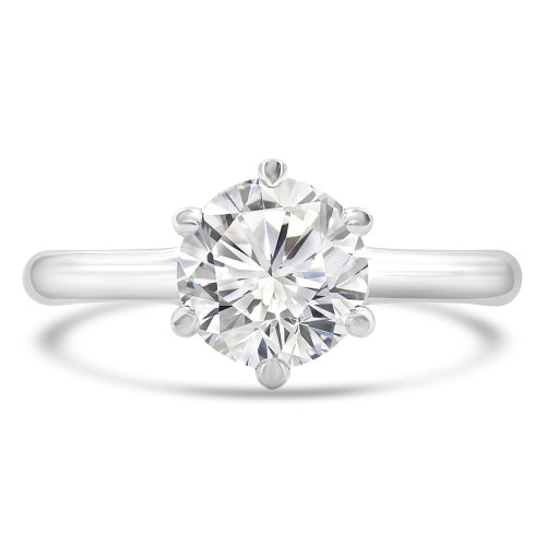 Round Lab Created Diamond 6-Prong Trellis Solitaire Engagement Ring in White Gold (MVSLG1271-W)