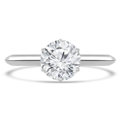 Round Lab Created Diamond 6-Prong Knife Edge Solitaire Engagement Ring in White Gold (MVSLG1272-W)