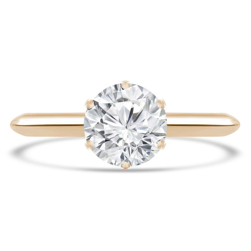 Round Lab Created Diamond 6-Prong Knife Edge Solitaire Engagement Ring in Yellow Gold (MVSLG1272-Y)
