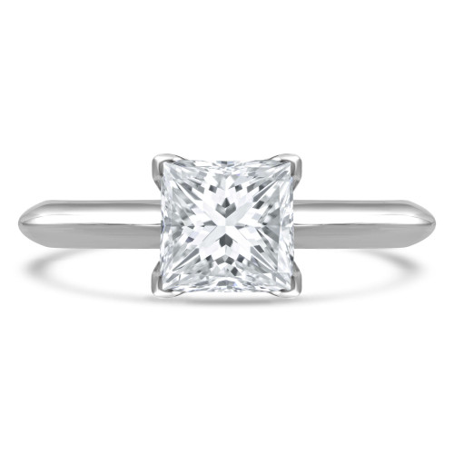 Princess Lab Created Diamond V-Prong Knife Edge Solitaire Engagement Ring in White Gold (MVSLG1273-W)