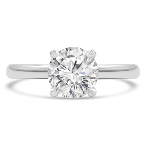 Round Lab Created Diamond Hidden Halo Solitaire with Accents Engagement Ring in White Gold (MVSLG1276-W)