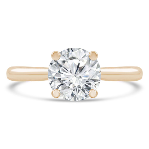 Round Lab Created Diamond Cathedral Diamond Bridge Hidden Halo Solitaire with Accents Engagement Ring in Yellow Gold (MVSLG1290-Y)