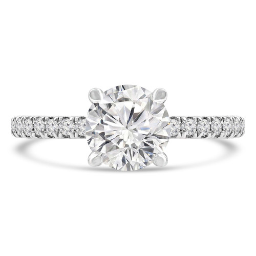 Round Lab Created Diamond Solitaire with Accents Engagement Ring in White Gold (MVSLG1294-W)