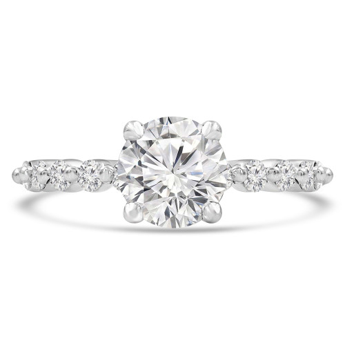 Round Lab Created Diamond Shared Prong Solitaire with Accents Engagement Ring in White Gold (MVSLG1296-W)