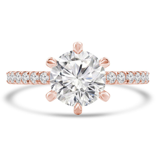 Round Lab Created Diamond 6-Prong Solitaire with Accents Engagement Ring in Rose Gold (MVSLG1297-R)