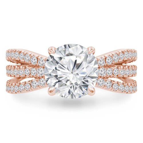 Round Lab Created Diamond Three-Row Tapered Split-Shank Solitaire with Accents Engagement Ring in Rose Gold (MVSLG1299-R)