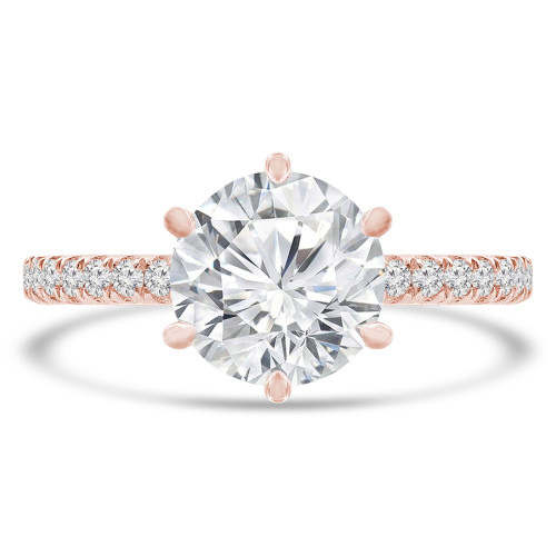 Round Lab Created Diamond 6-Prong Solitaire with Accents Engagement Ring in Rose Gold (MVSLG1302-R)