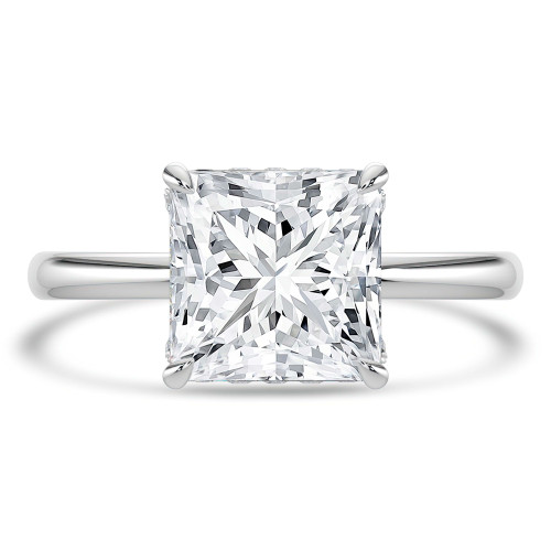 Princess Lab Created Diamond Hidden Halo Solitaire with Accents Engagement Ring in White Gold (MVSLG1311-W)