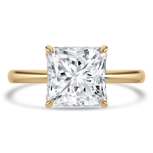 Princess Lab Created Diamond Hidden Halo Solitaire with Accents Engagement Ring in Yellow Gold (MVSLG1311-Y)