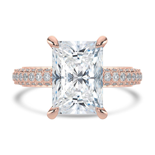 Radiant Lab Created Diamond Hidden Halo Solitaire with Accents Engagement Ring in Rose Gold (MVSLG1315-R)