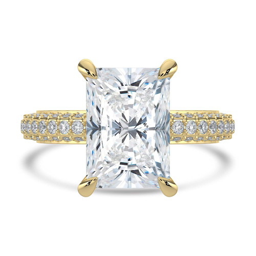 Radiant Lab Created Diamond Hidden Halo Solitaire with Accents Engagement Ring in Yellow Gold (MVSLG1315-Y)