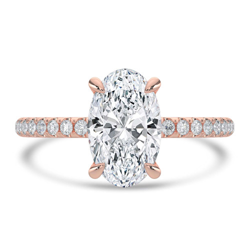Oval Lab Created Diamond Open Bridge Solitaire with Accents Engagement Ring in Rose Gold (MVSLG1321-R)