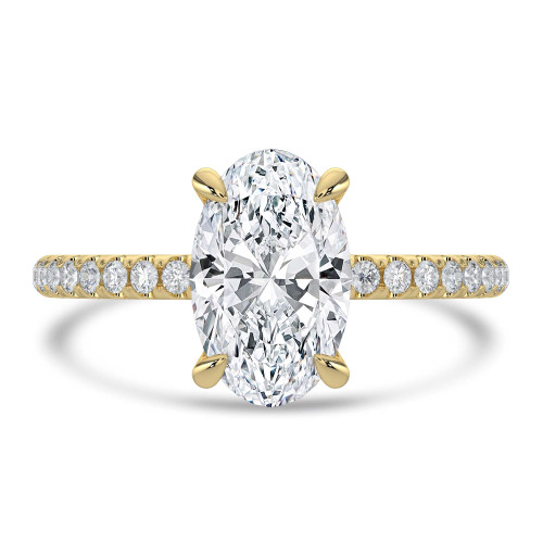 Oval Lab Created Diamond Open Bridge Solitaire with Accents Engagement Ring in Yellow Gold (MVSLG1321-Y)