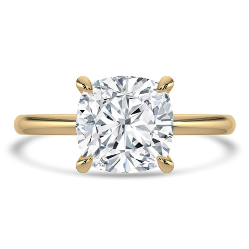 Cushion Lab Created Diamond Solitaire Engagement Ring in Yellow Gold (MVSLG1330-Y)