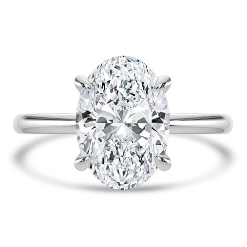 Oval Lab Created Diamond Solitaire Engagement Ring in White Gold (MVSLG1331-W)