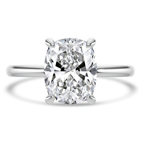 Cushion Lab Created Diamond Open Bridge Hidden Halo Solitaire with Accents Engagement Ring in White Gold (MVSLG1338-W)