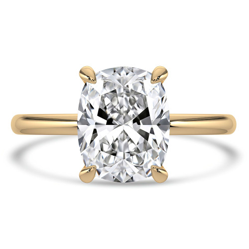 Cushion Lab Created Diamond Open Bridge Hidden Halo Solitaire with Accents Engagement Ring in Yellow Gold (MVSLG1338-Y)