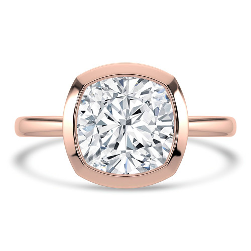 Cushion Lab Created Diamond Open Bridge Bezel Set Solitaire Engagement Ring in Rose Gold (MVSLG1340-R)