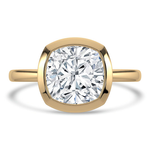 Cushion Lab Created Diamond Open Bridge Bezel Set Solitaire Engagement Ring in Yellow Gold (MVSLG1340-Y)