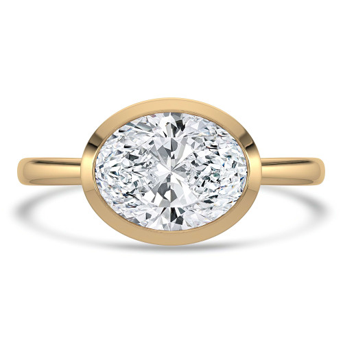 Oval Lab Created Diamond Open Bridge Bezel Set Solitaire Engagement Ring in Yellow Gold (MVSLG1341-Y)