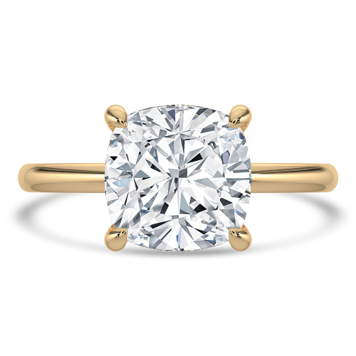 Cushion Lab Created Diamond Open Bridge Hidden Halo Solitaire with Accents Engagement Ring in Yellow Gold (MVSLG1345-Y)