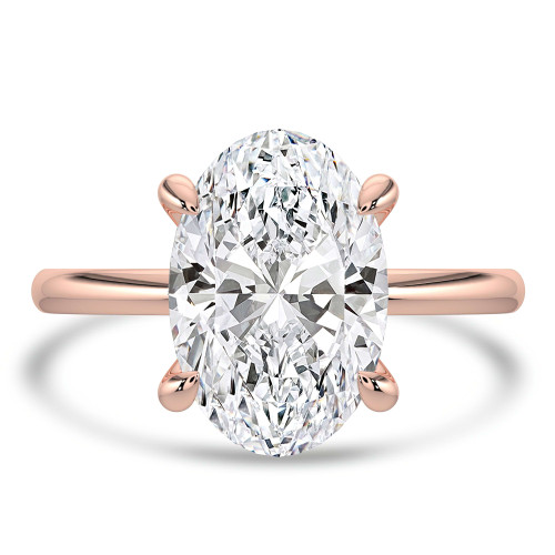Oval Lab Created Diamond Open Bridge Hidden Halo Solitaire with Accents Engagement Ring in Rose Gold (MVSLG1346-R)
