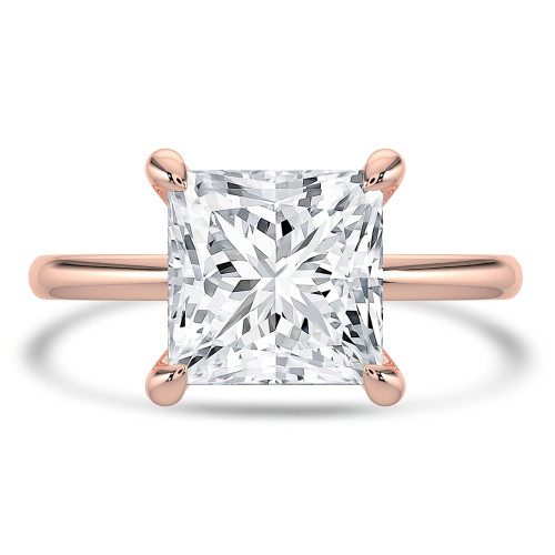 Princess Lab Created Diamond Open Bridge Hidden Halo Solitaire with Accents Engagement Ring in Rose Gold (MVSLG1348-R)