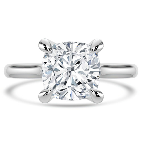 Cushion Lab Created Diamond Cathedral Trellis Solitaire Engagement Ring in White Gold (MVSLG1349-W)
