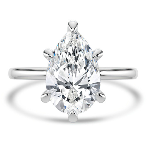 Pear Lab Created Diamond Hidden Halo Solitaire with Accents Engagement Ring in White Gold (MVSLG1351-W)