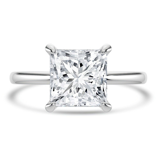 Princess Lab Created Diamond Hidden Halo Solitaire with Accents Engagement Ring in White Gold (MVSLG1352-W)