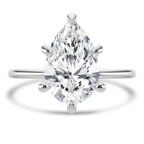 Pear Lab Created Diamond Solitaire Engagement Ring in White Gold (MVSLG1353-W)