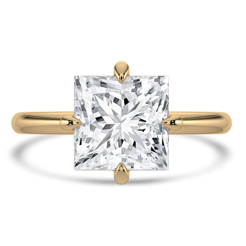 Princess Lab Created Diamond Compass Prong Solitaire Engagement Ring in Yellow Gold (MVSLG1355-Y)