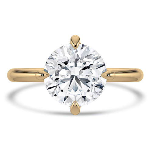 Round Lab Created Diamond Compass Prong Solitaire Engagement Ring in Yellow Gold (MVSLG1358-Y)